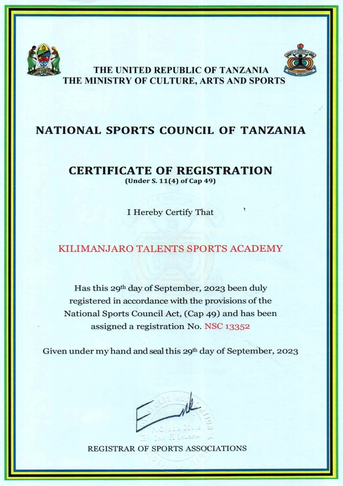 Certificate